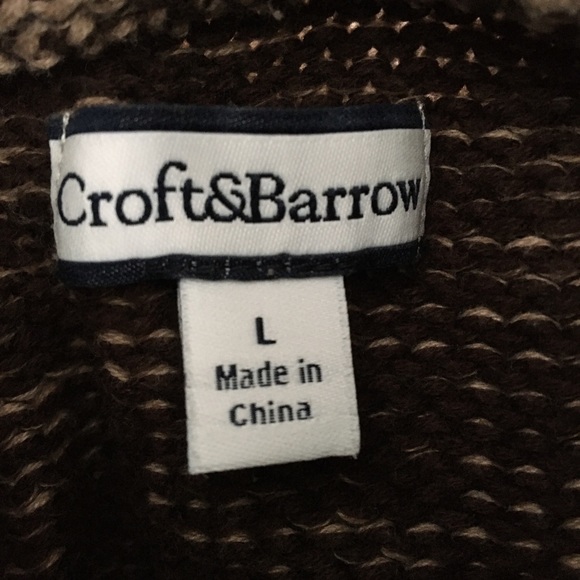 CROFT & BARROW LG TAN COTTON CARDIGAN SWEATER - Picture 4 of 11